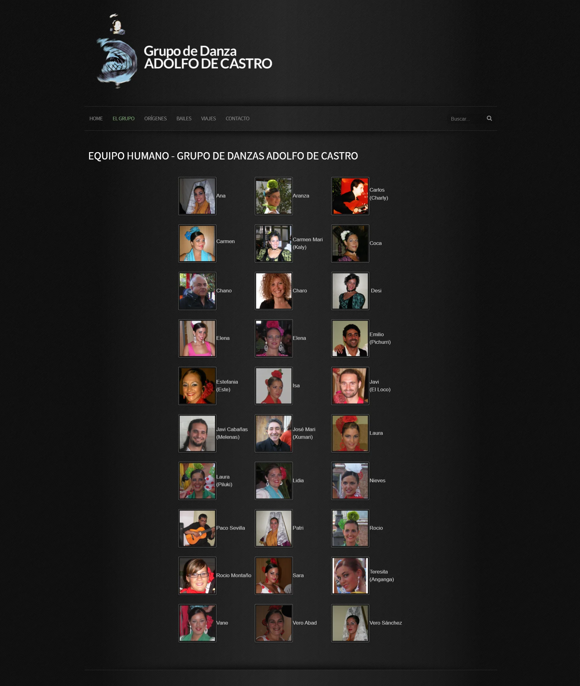 Captura de la sección Grupo en la web anterior del Grupo Adolfo de Castro.