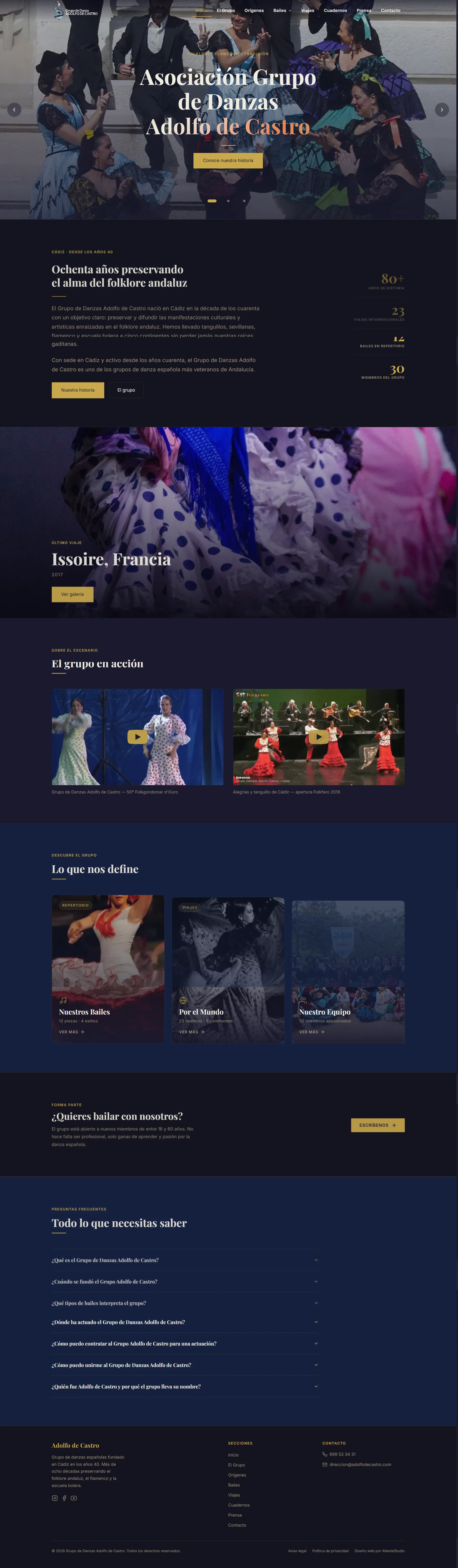 Nuevo inicio web del Grupo Adolfo de Castro tras el rediseño realizado por Atlante Studio.